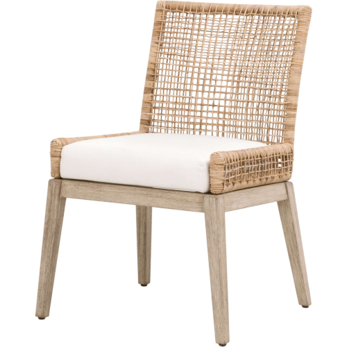 Seaside Dining Chair in Rattan, Pearl Fabric & Natural Gray Mahogany 6836.NAT/LPPRL/NG (Set of 2)